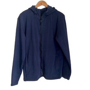 Fabletics Mens size large full zipper The Go-To navy blue hoodie gym athleisure